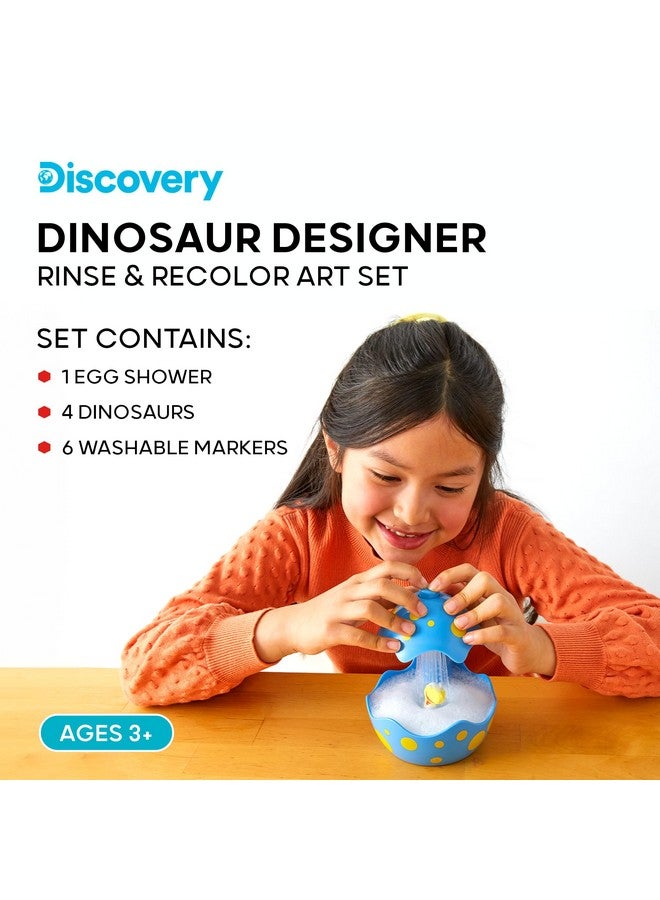 Discovery Kids Dinosaur Crafts Painting Kit, Dinosaur Designer Rinse & Recolor Art Set - Dino Arts & Crafts For Kids Includes 4 Dinos, 1 Egg Shower & 6 Washable Markers, 11-Piece Color & Wash Activity - Image 2