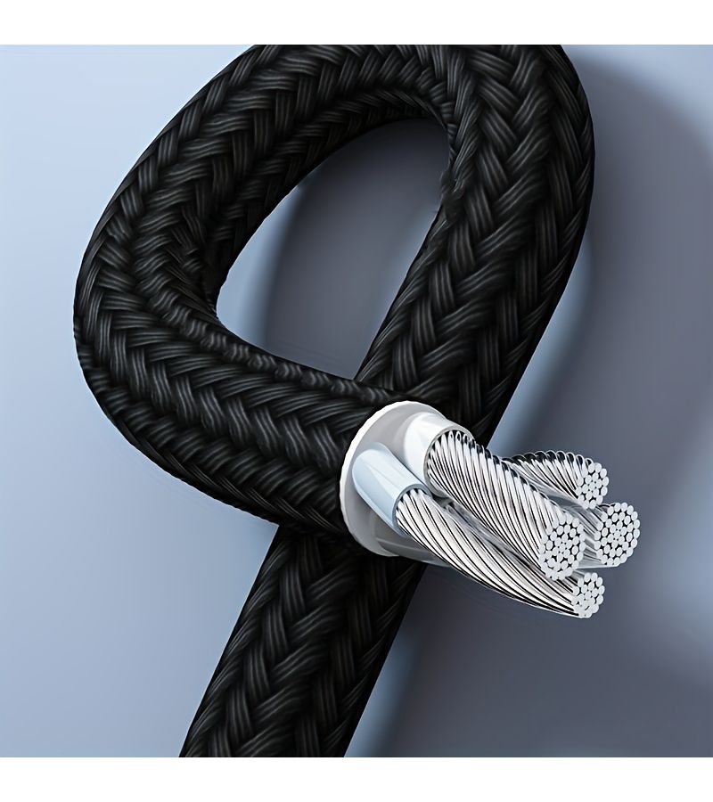 2 Black USB A to C Fast Charging Data Cables 9.84 Inch 3A Quick Charge - Image 1