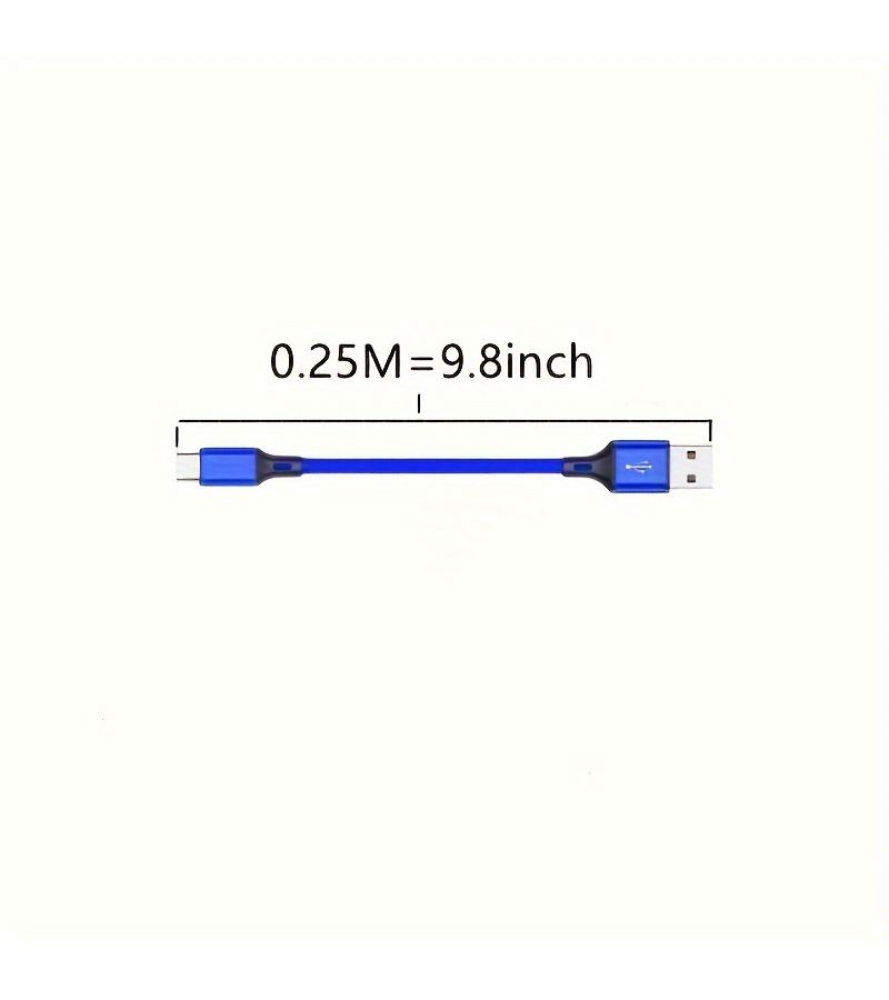 2 Black USB A to C Fast Charging Data Cables 9.84 Inch 3A Quick Charge - Image 3