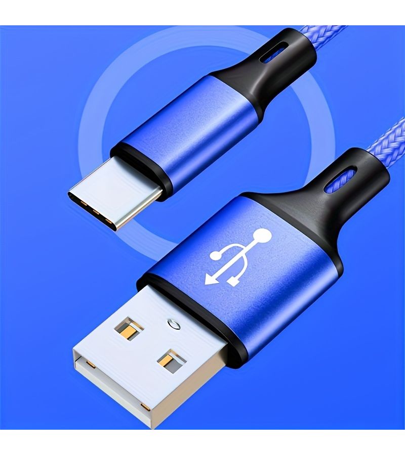 2 Black USB A to C Fast Charging Data Cables 9.84 Inch 3A Quick Charge - Image 4