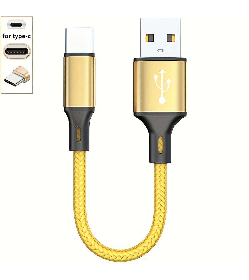 2 Black USB A to C Fast Charging Data Cables 9.84 Inch 3A Quick Charge - Image 5