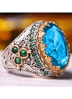 New Retro Men's Inlaid Turquoise Ring