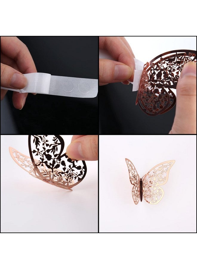 AIEX Pack of 72 3D Butterfly Stickers 3 Sizes Wall Stickers Room Wall Decoration for Bedroom Party Wedding (Rose Gold) - Image 3