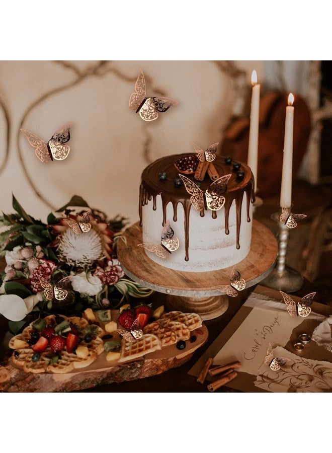 AIEX Pack of 72 3D Butterfly Stickers 3 Sizes Wall Stickers Room Wall Decoration for Bedroom Party Wedding (Rose Gold) - Image 5