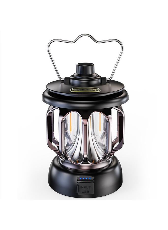 1Pcs Outdoor camping light LED retro convenient portable USB charging tent light black - Image 1