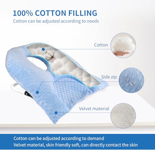 Beatvive Face Down Pillow for Sleeping, Prone Pillow for Vitrectomy or Retinal Surgery, Adjustable Height Prone Face Down Sleep, Retina Lying Eye Surgery Recovery (Dot-Light blue) - Image 4