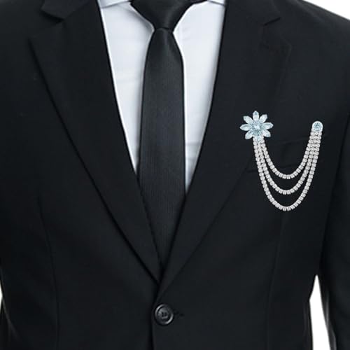 VAMA FASHIONS Silver Plated RhineStone Brooch Lapel Pin Sherwani Blazer Pin cufflinks tie pin Broach Brooches for Boys & men's (Broach Men's Kurta) - Image 5