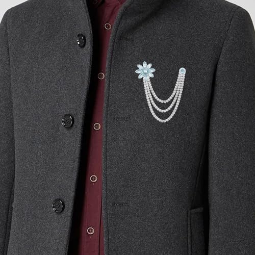 VAMA FASHIONS Silver Plated RhineStone Brooch Lapel Pin Sherwani Blazer Pin cufflinks tie pin Broach Brooches for Boys & men's (Broach Men's Kurta) - Image 2