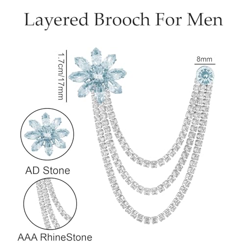 VAMA FASHIONS Silver Plated RhineStone Brooch Lapel Pin Sherwani Blazer Pin cufflinks tie pin Broach Brooches for Boys & men's (Broach Men's Kurta) - Image 3