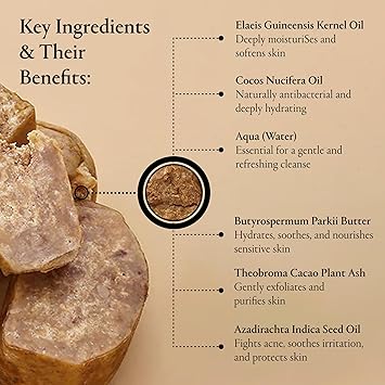 Aviela African Black Soap Bar Contains Shea Butter Clears Exfoliates Skin Vegan Cruelty Free 100 Natural Unrefined African Shea Butter Face Body Soap 120g - Image 4