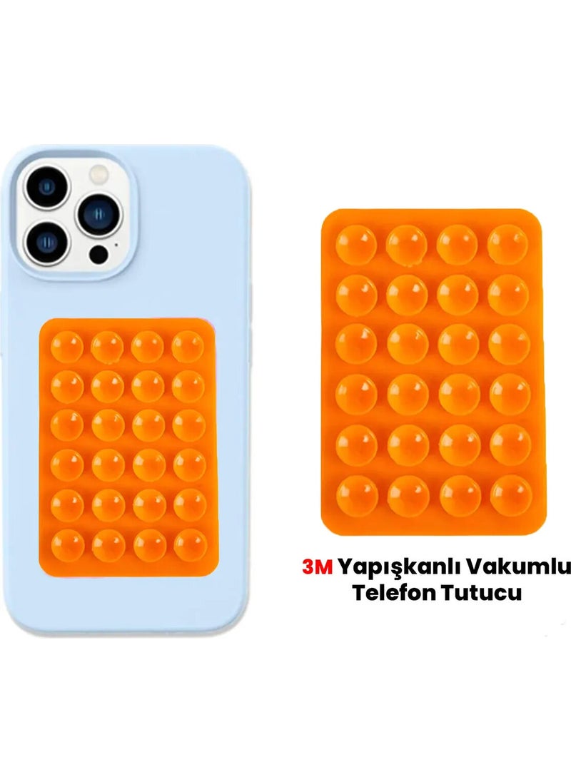 Bilişim Aksesuar Silicone Vacuum Phone Holder, Silicone Adhesive For Mobile Phone, Anti-Slip Suction Cup Phone Holder Orange 