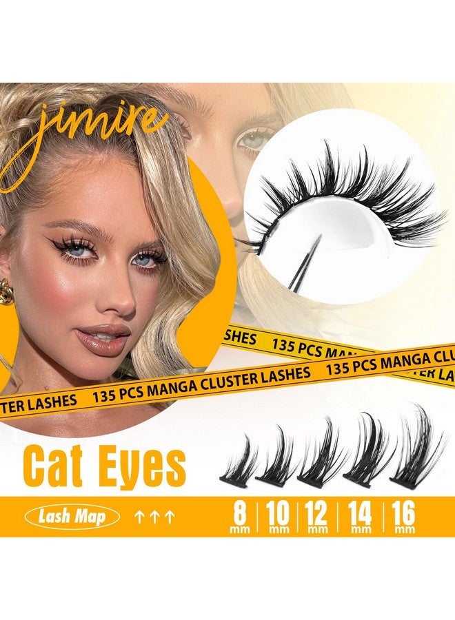 JIMIRE Manga Lash Clusters Natural Look Anime Japanese Eyelash Clusters 10-16MM D Curl Cluster Eyelash Extensions Cute Individual Manga Lashes for Cosplay - Image 2