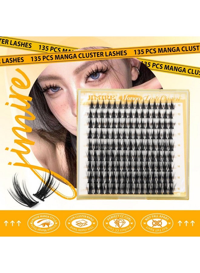 JIMIRE Manga Lash Clusters Natural Look Anime Japanese Eyelash Clusters 10-16MM D Curl Cluster Eyelash Extensions Cute Individual Manga Lashes for Cosplay - Image 4