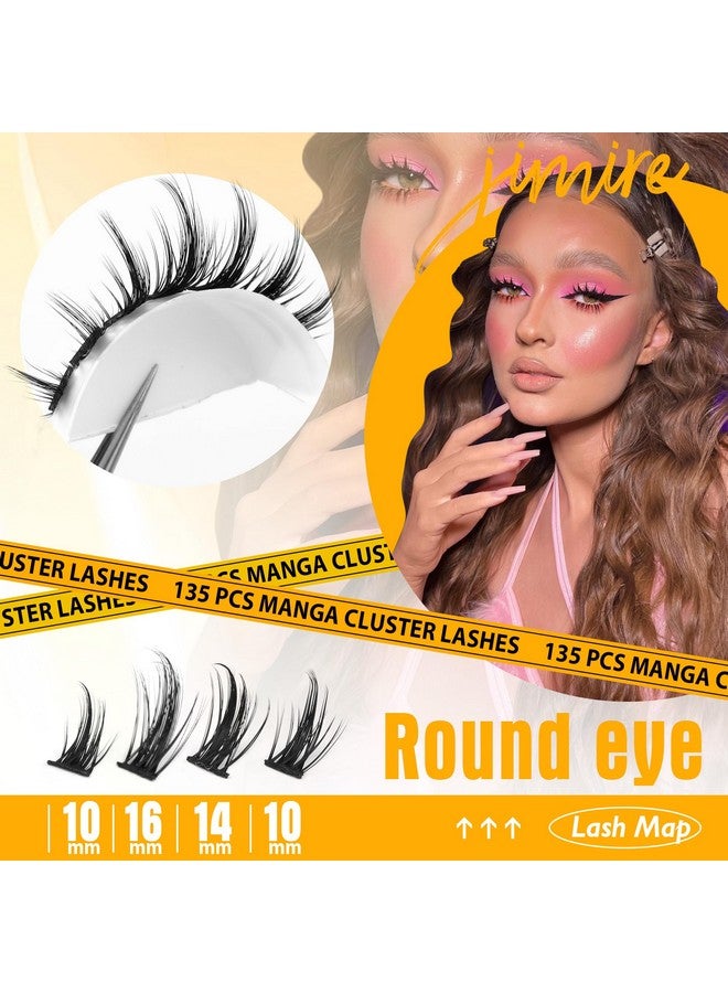 JIMIRE Manga Lash Clusters Natural Look Anime Japanese Eyelash Clusters 10-16MM D Curl Cluster Eyelash Extensions Cute Individual Manga Lashes for Cosplay - Image 3
