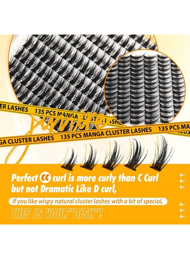 JIMIRE Manga Lash Clusters Natural Look Anime Japanese Eyelash Clusters 10-16MM D Curl Cluster Eyelash Extensions Cute Individual Manga Lashes for Cosplay - Image 5