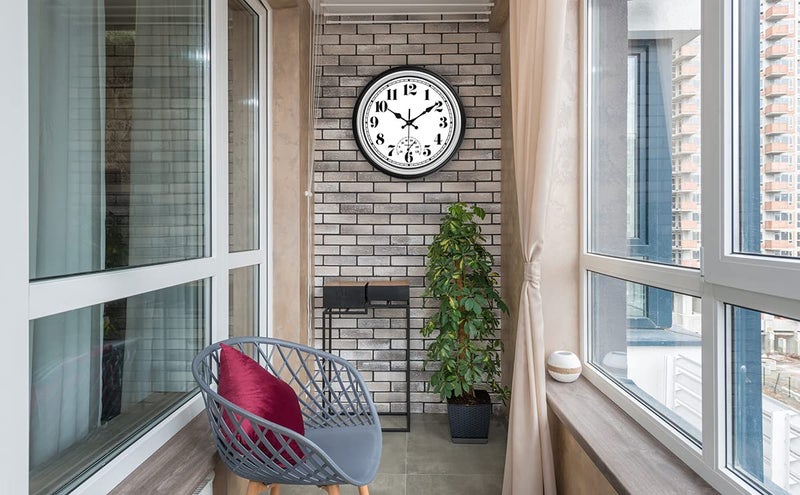JENLYSTIME 12 Inch Indoor/Outdoor Retro Waterproof Wall Clock with Thermometer Silent Round Quartz Battery Operated Easy to Read Decorative for Kitchen Patio,Bathroom,Deck,Porch,Pool(Silver) - Image 5