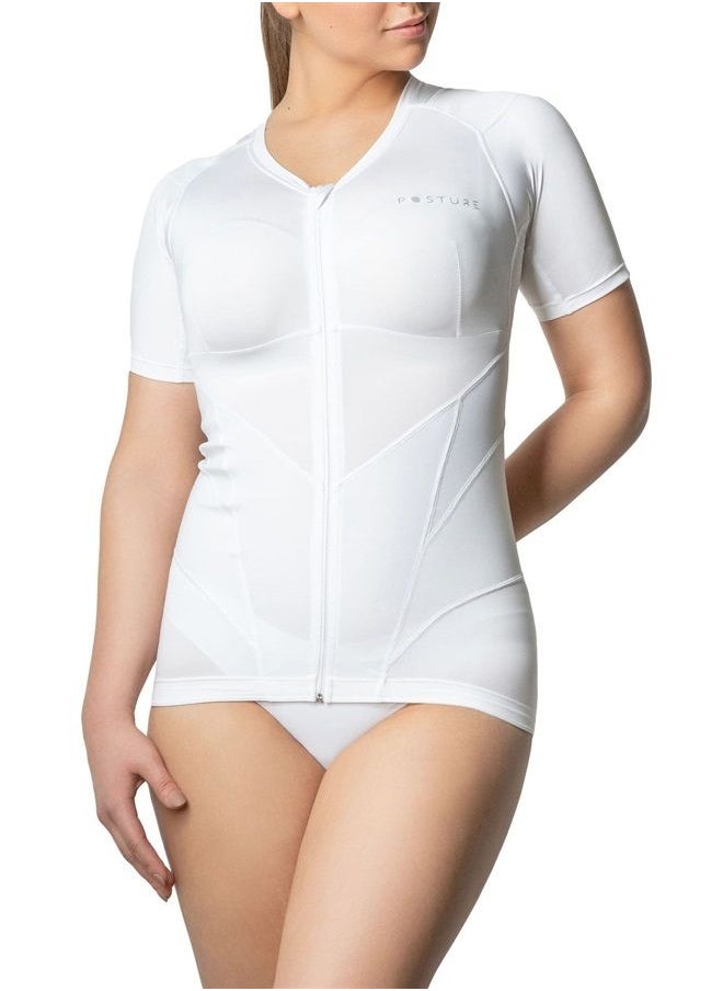 RelaxSan - Posture 6070-RP (White M) T Shirt, Back Straightener Posture Corrector for Women, Lumbar Support, Breathable - Image 1