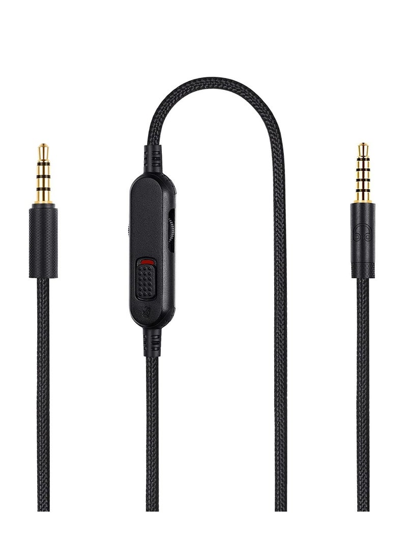 G Pro X Cord, Detachable Gaming Headset Cable Replacement for Logitech G Pro / G433 / G233, 3.5mm(1/8") Nylon Braided Wire with Inline Mute Switch and Volume Controller, 6ft Long