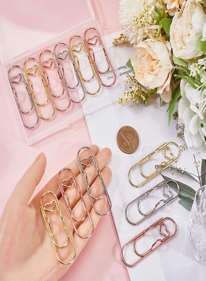 SOFPLATE 1 Box 18Pcs 3 Colors Heart Pen Clip Metal Pencil Clips Multifunctional Rose Gold Silver Carbon Steel Paperclip Portable Large Size Holder for Notebook Book Journal Office School Accessories - Image 3
