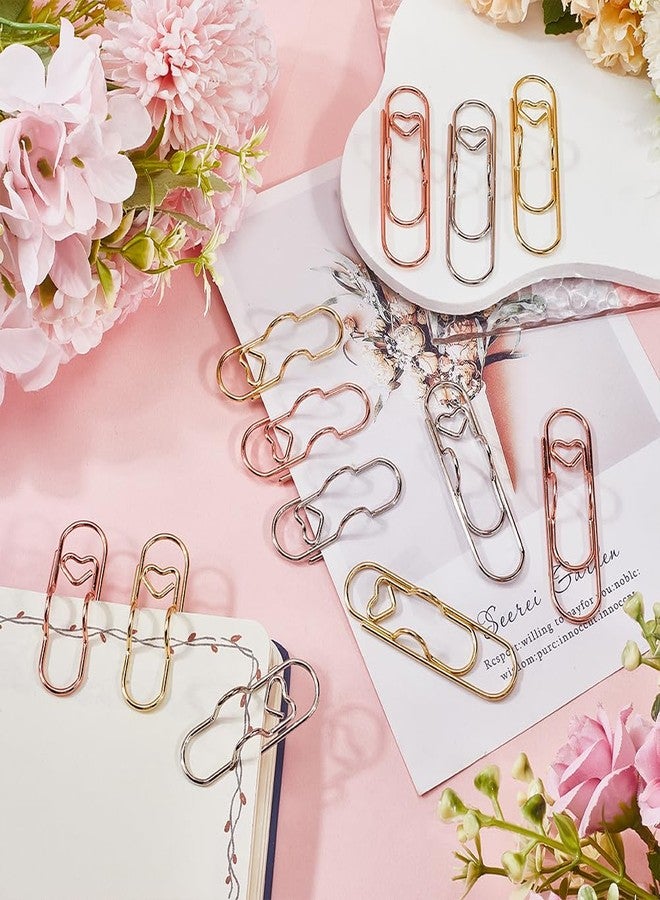SOFPLATE 1 Box 18Pcs 3 Colors Heart Pen Clip Metal Pencil Clips Multifunctional Rose Gold Silver Carbon Steel Paperclip Portable Large Size Holder for Notebook Book Journal Office School Accessories - Image 4