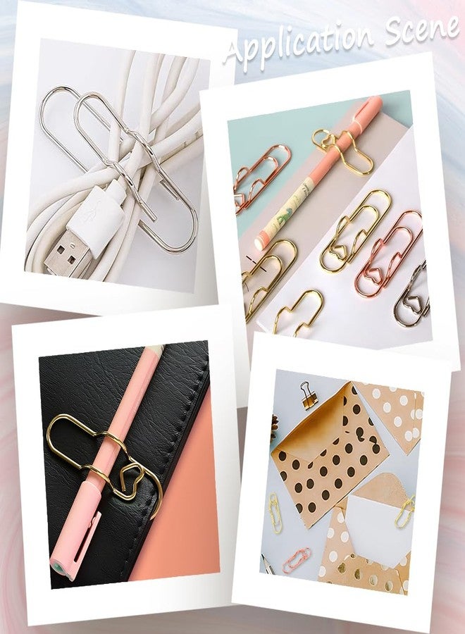 SOFPLATE 1 Box 18Pcs 3 Colors Heart Pen Clip Metal Pencil Clips Multifunctional Rose Gold Silver Carbon Steel Paperclip Portable Large Size Holder for Notebook Book Journal Office School Accessories - Image 5