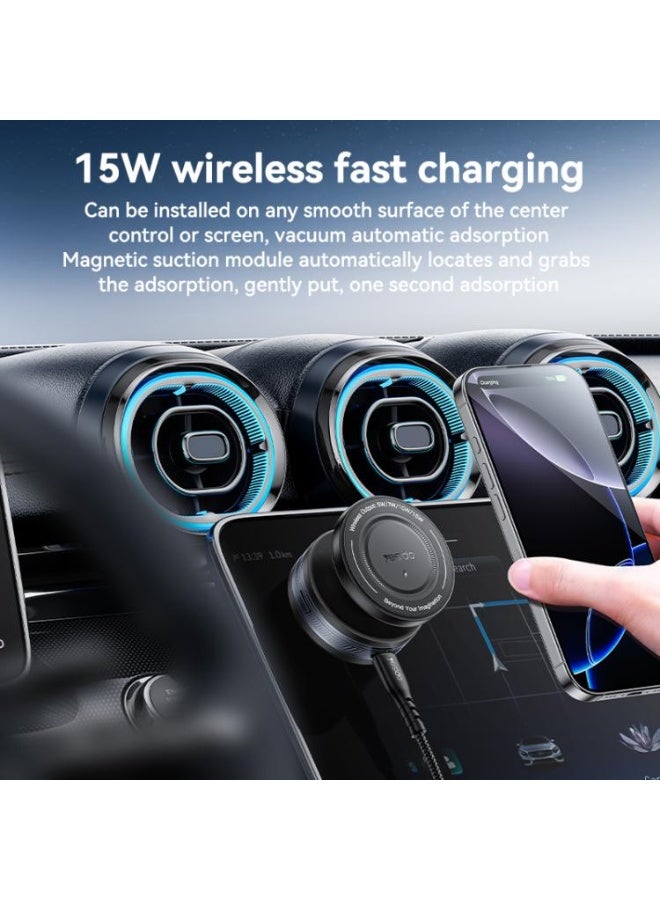 Yesido C310 15W Wireless Charging Vacuum Suction Cup MagSafe Car Holder with 360 Degree Rotating Base(Black) - Image 3