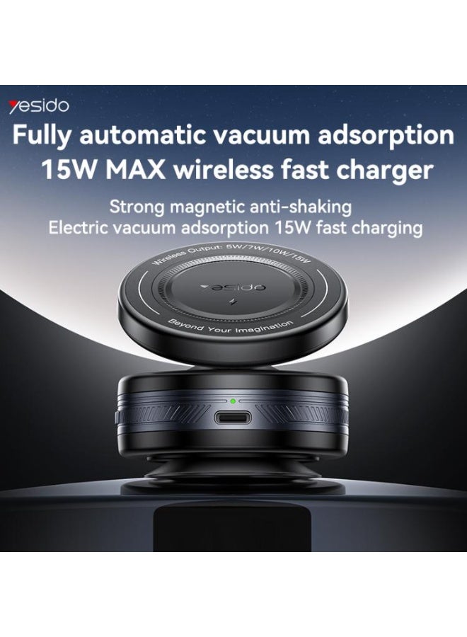 Yesido C310 15W Wireless Charging Vacuum Suction Cup MagSafe Car Holder with 360 Degree Rotating Base(Black) - Image 2