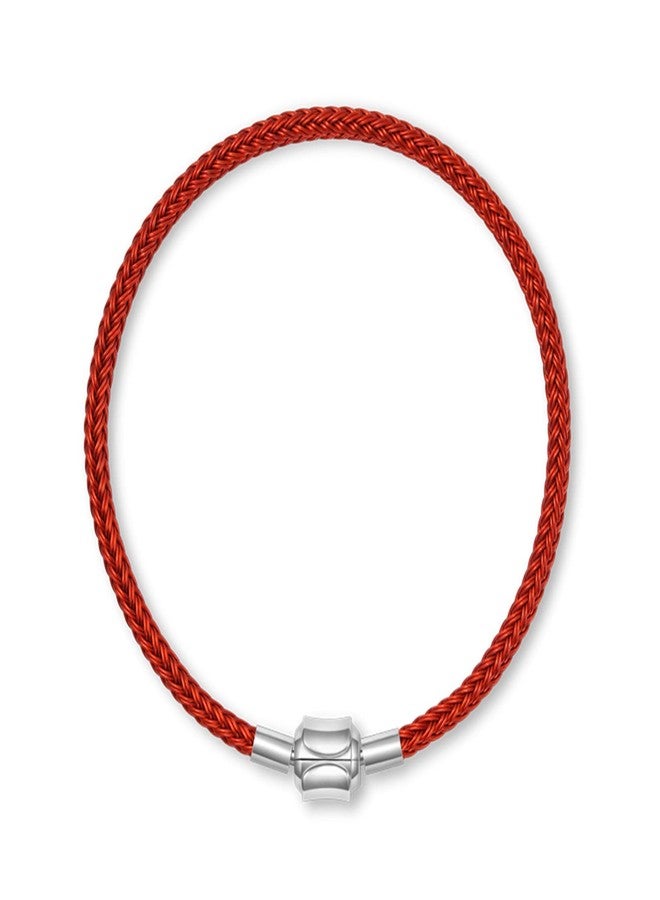 GNOCE Red Basic Bracelet with 2 Pieces of Stoppers Charm Bracelet For Teen Bride Women Jewelry Valentine's Day Mother's Day Gift (Red, 17cm) - Image 2