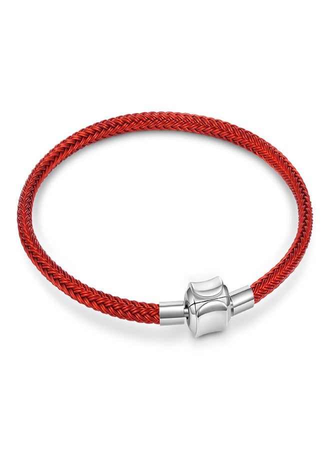 GNOCE Red Basic Bracelet with 2 Pieces of Stoppers Charm Bracelet For Teen Bride Women Jewelry Valentine's Day Mother's Day Gift (Red, 17cm) - Image 1