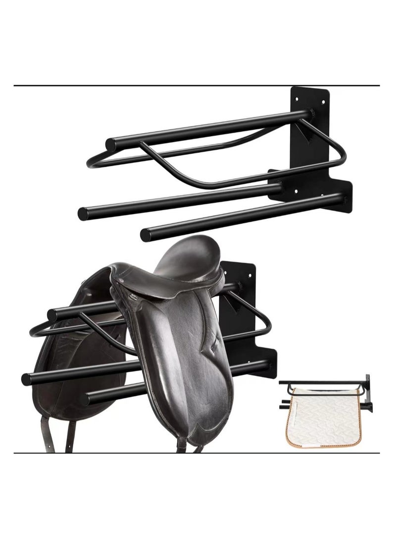 2-Pack Wall-Mounted Saddle Racks - Versatile Saddle Storage for English and Western Saddles, Perfect for Horse Blankets and Stable Accessories - Image 1