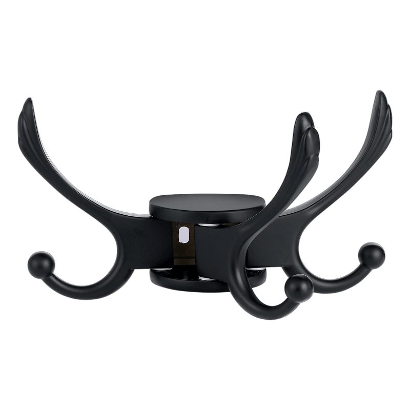 Ovlist Heavy Duty Swivel Coat Hook Space Saving Towel Rope Hook Wall Mount Triple Swing Arms for RV Bathroom Kitchen GarageMatt Black