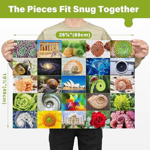BenBen 1000 Piece Puzzle for Adults 25 Fibonacci Spirals in Nature Jigsaw Puzzles with Letters on Back Challenging Puzzle for Game Night Home Dcor - Image 5