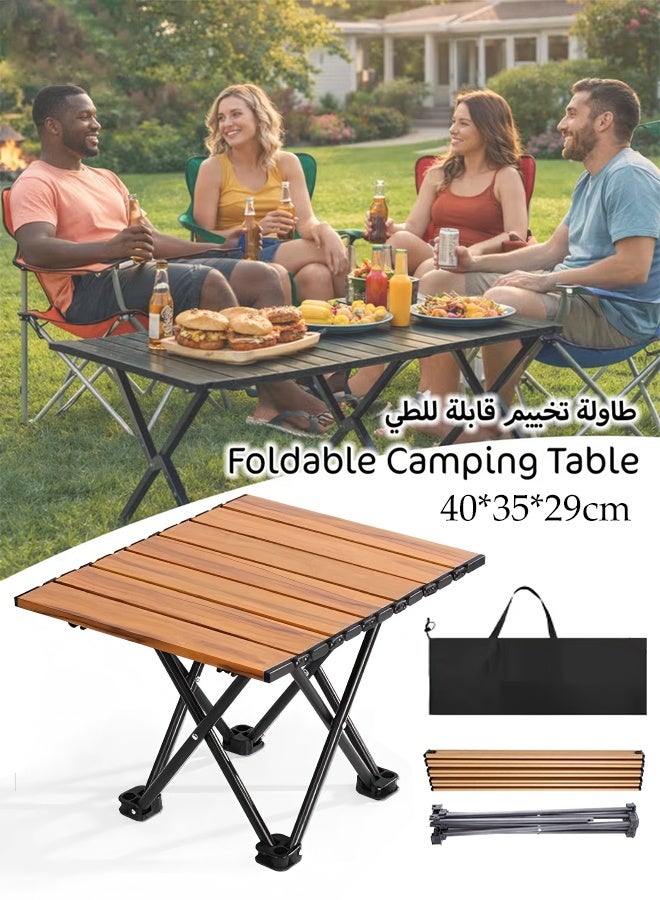 Multifunctional Folding Table with Carry Bag,Portable Lightweight Beach Table ,With Table Top,For Picnics, Cooking, Beach, Hiking, Fishing, 35×29×40 cm