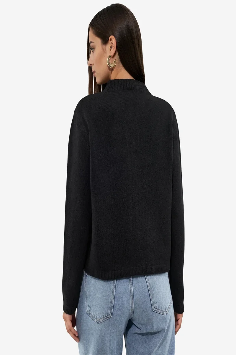 Viorna VIORNA Ribbed Crew Neck Button Cardigan