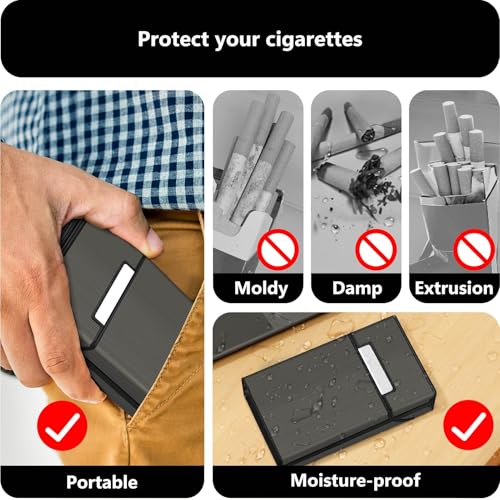 roygra Cigarette Case with Lighter (2 Pack), King Size 100s Magnetic Switch 20 Capacity Holder Case for Men Women, Cigarettes Smoking Accessories, Rechargeable Flameless Windproof Electric Lighters - Image 4