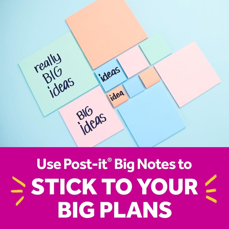 بوست إت ملاحظات Post-it Super Sticky الكبيرة، مقاس 8 بوصة × 8 بوصة، ملاحظات لاصقة كبيرة جدًا بلون النعناع الطازج، 2 كتلة، 60 ورقة إجمالاً، رائعة للوحات الرؤية، المشاريع الإبداعية، مساحات الدراسة، العصف الذهني الجماعي، والمزيد. - Image 5