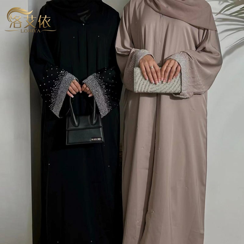 2024 Loriya Embellished Abaya Dress LR851 Khaki  - Image 3