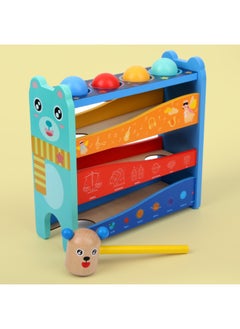 Wooden Beating Table Playing Table Children's Educational Early Education Piling Table Beating Toys Exercise Hand Fine Movements-Color:xtz-four-layer Bear Knocking Table 0.65
