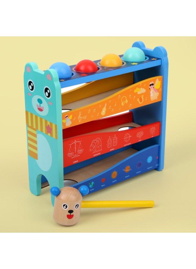 Generic - Wooden Beating Table Playing Table Children's Educational Early Education Piling Table Beating Toys Exercise Hand Fine Movements-Color:xtz-four-layer Bear Knocking Table 0.65 - Image 1