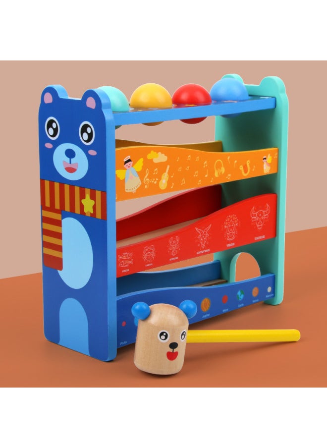 Generic - Wooden Beating Table Playing Table Children's Educational Early Education Piling Table Beating Toys Exercise Hand Fine Movements-Color:xtz-four-layer Bear Knocking Table 0.65 - Image 1