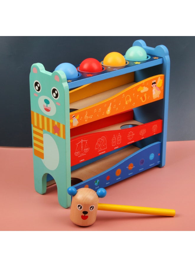 Generic - Wooden Beating Table Playing Table Children's Educational Early Education Piling Table Beating Toys Exercise Hand Fine Movements-Color:xtz-four-layer Bear Knocking Table 0.65 - Image 1