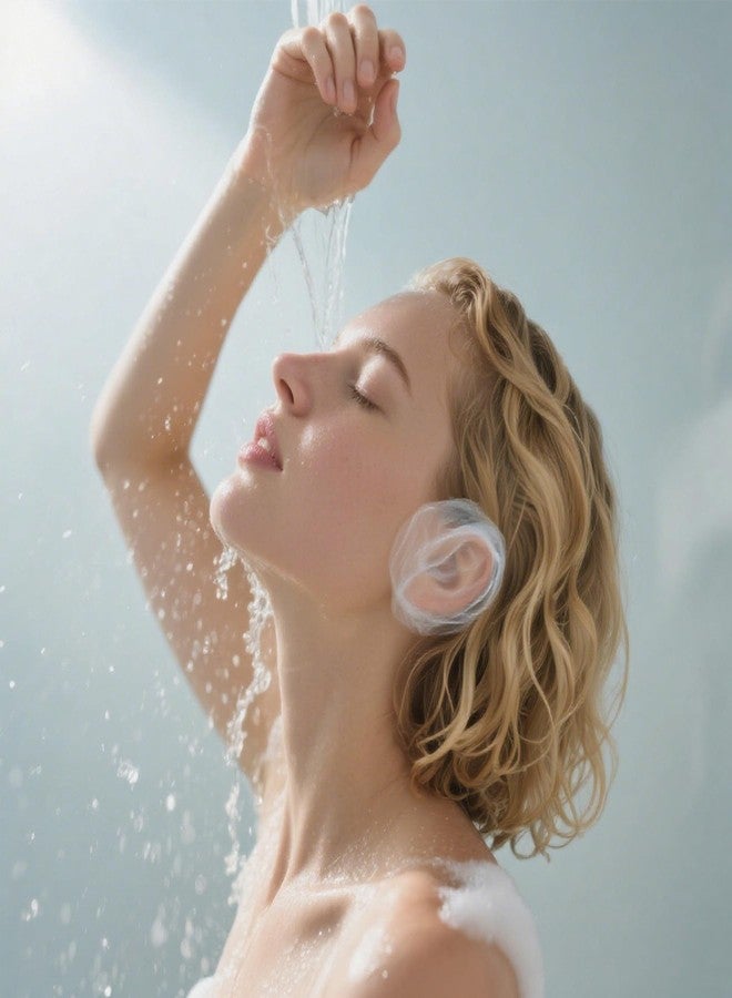 DJCIW 200 Pack Clear Disposable Ear Covers for Shower, Waterproof Plastic Ear Protectors for Hair Dye, Shower, and Bathing for Adults - Image 3