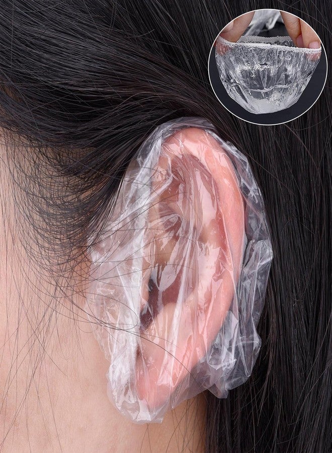 DJCIW 200 Pack Clear Disposable Ear Covers for Shower, Waterproof Plastic Ear Protectors for Hair Dye, Shower, and Bathing for Adults - Image 4