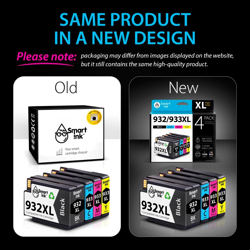 Smart Ink Compatible Ink Cartridge Replacement for HP 932XL 933XL 932XL 933 XL 4 Combo Pack (XL Black, Cyan, Magenta Yellow) to use with HP Officejet 6100 6600 6700 7110 7510 7610 7612 7620 Printers - Image 5