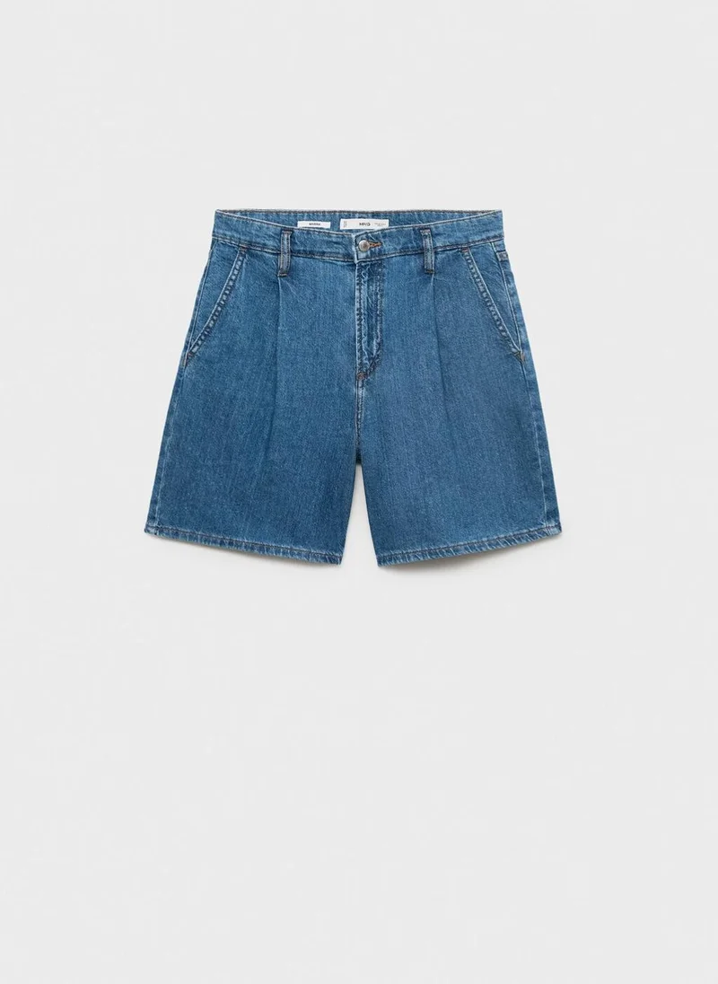 MANGO Mid-Rise Denim Bermuda Shorts