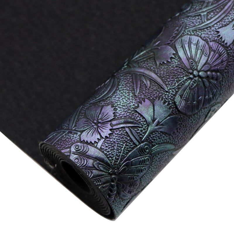 David accessories Butterfly Gragonfly Flowers Bump Texture Faux Leather Sheet 1 Pc 11" x 55" (30x140cm) Printed Faux Leather Fabric for DIY Bows Earrings Making Crafts (Butterfly&Gragonfly&Flowers A) - Image 2
