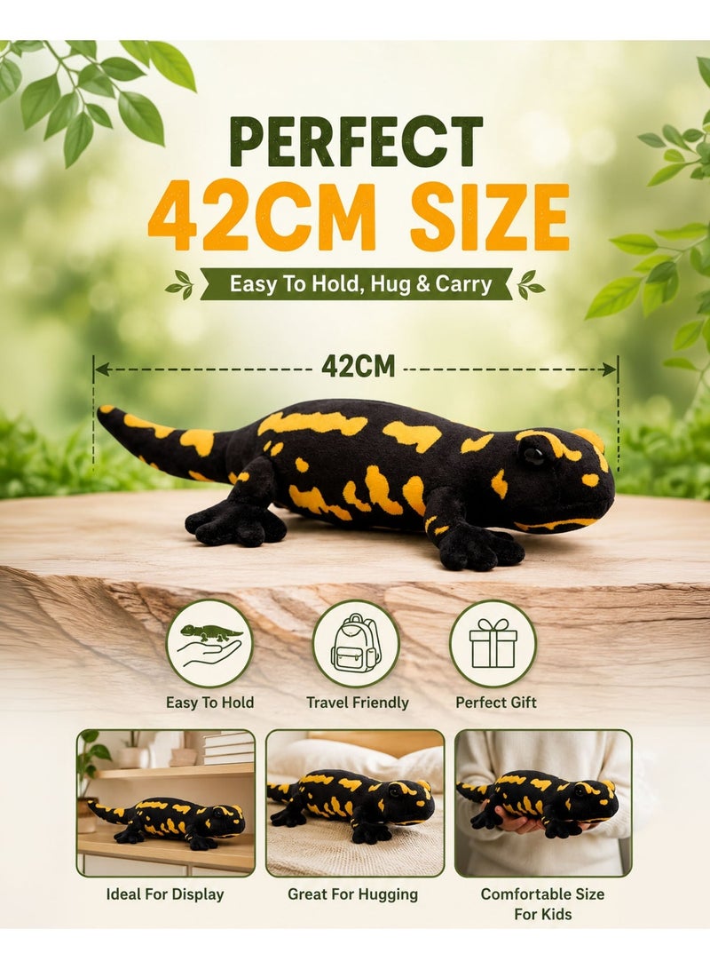 Wild Planet Fire Salamander Plush Toy 42cm Soft Black Yellow Amphibian Stuffed Animal Realistic Salamander Plush Doll Educational Wildlife Nature Toy Cute Cuddly Gift for Boys Girls Kids Toddlers Animal Lovers - Image 3