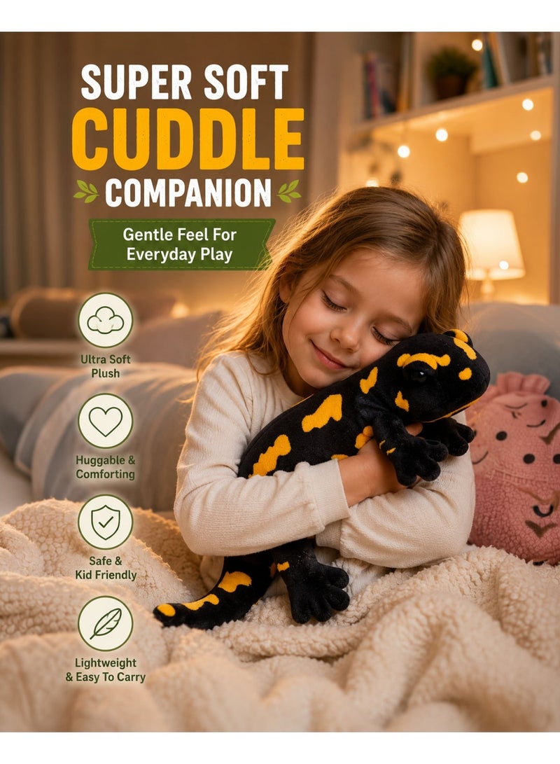 Wild Planet Fire Salamander Plush Toy 42cm Soft Black Yellow Amphibian Stuffed Animal Realistic Salamander Plush Doll Educational Wildlife Nature Toy Cute Cuddly Gift for Boys Girls Kids Toddlers Animal Lovers - Image 2