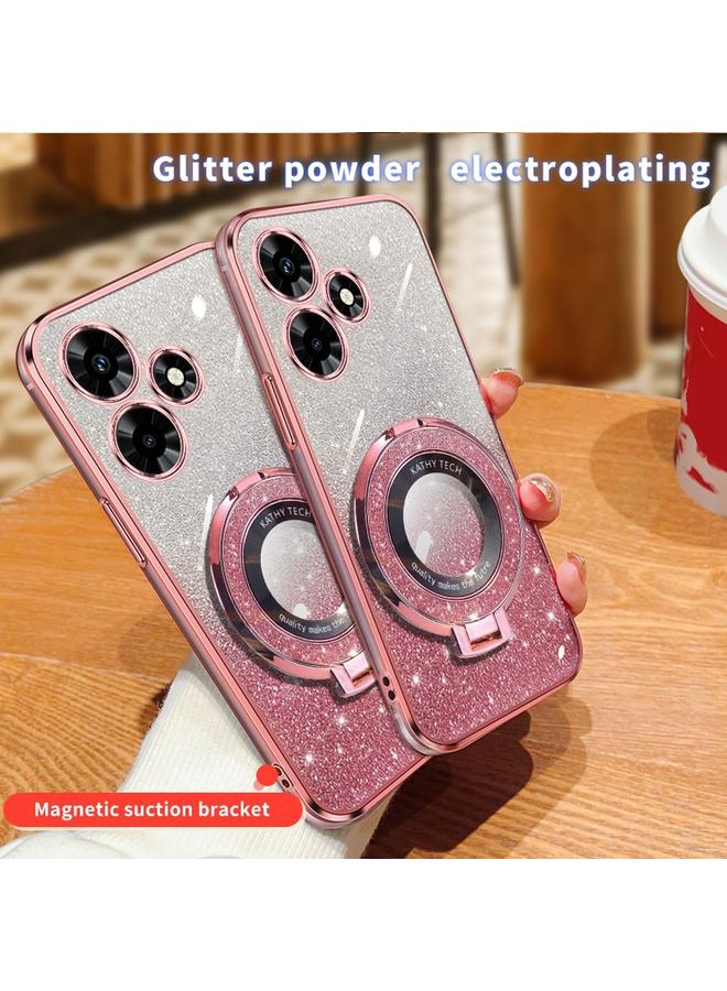 زبون جراب لهاتف Infinix Hot 30، جراب دائري من مادة TPU بحامل لامع متدرج مطلي - Image 3