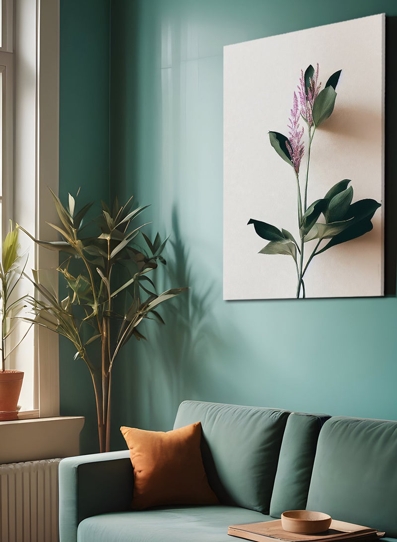 LOWHA Framed Canvas Wall Art Stretched Over Wooden Frame, Dried Flowers Bouquet Painting - Image 1